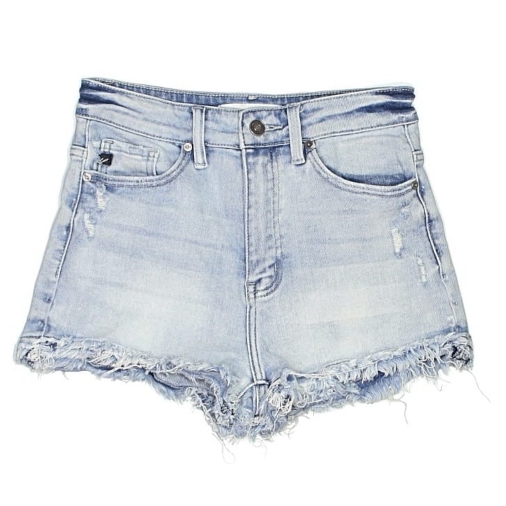 Kancan Light Blue Frayed Jean Shorts